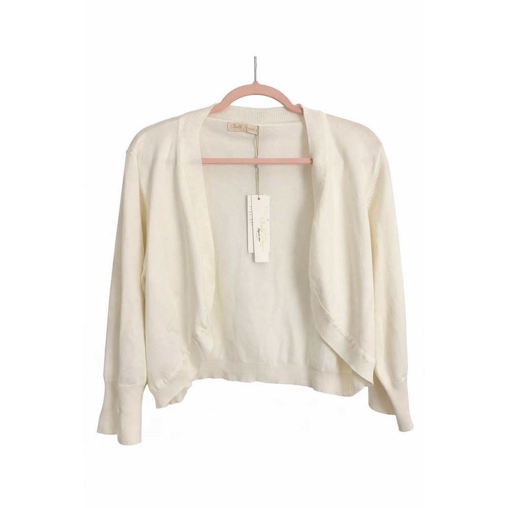 Belle Poque Ivory Open Front Shrug Cardigan NWT Size 2XL